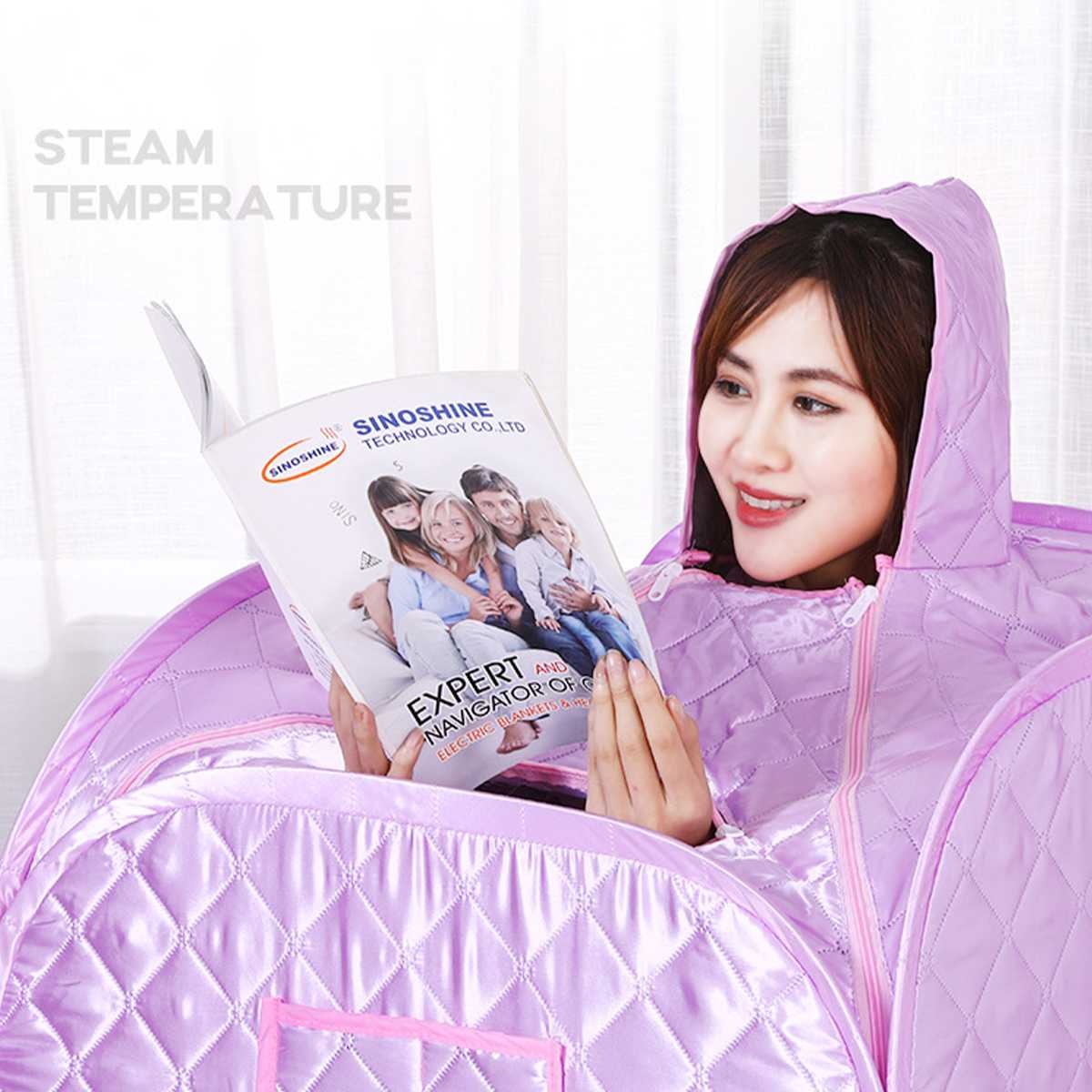 2.2L 110V Slimming Sauna Rooms Household Portable Sweat Steamer Single 9 Levels Adjustable Collapsible Room with Remote Control