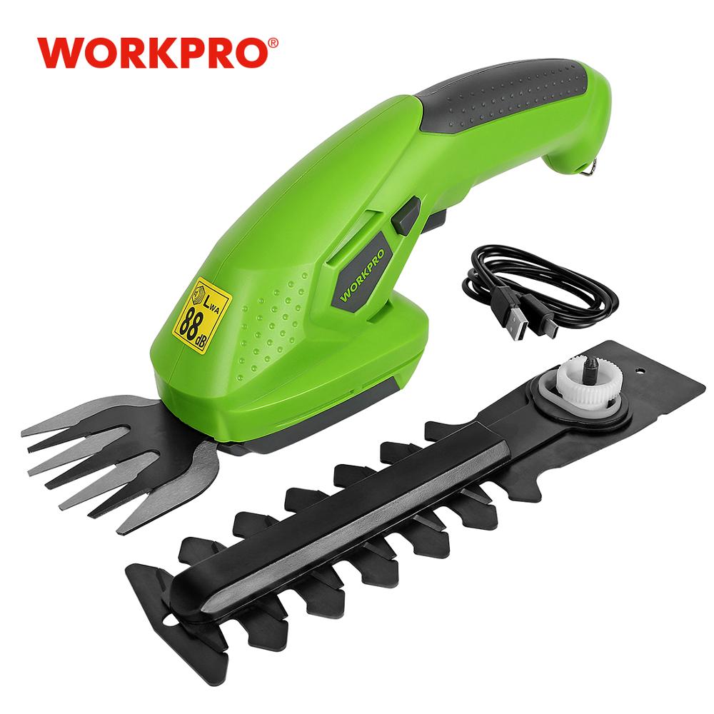 WORKPRO 3.6V Electric Trimmer 2 in 1 Lithium-ion Cordless Garden Tools Hedge Trimmer Rechargeable Hedge Trimmers for Grass