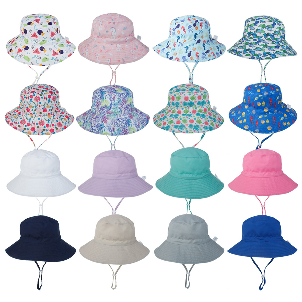 Summer Baby Sun Hat Boys Cap Children Panama Unisex Beach Girls Bucket Hats Cartoon Infant Caps UV Protection