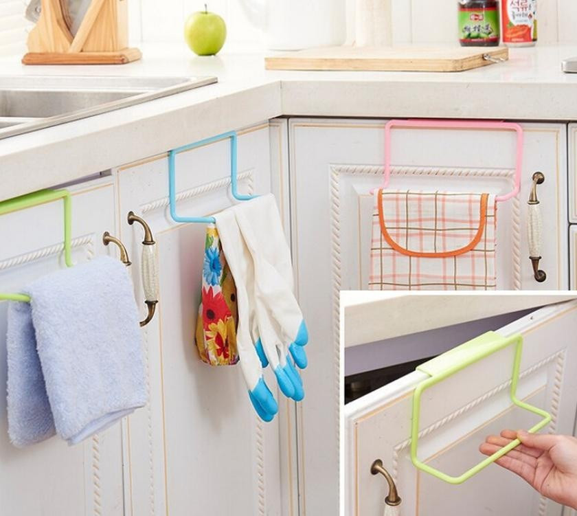 Plastic Non-marking Rag Hanging Towel Rack Holder Organizer Bathroom Kitchen Cabinet Cupboard Hanger For Home #45