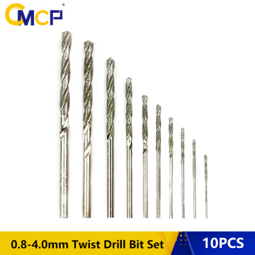 Free Shipping 10pcs Diamond Coated Twist Drill Bit Set 0.8mm-4.0mm Drill Bit For Glass Tile Stone Tipped Hole Drill Bit