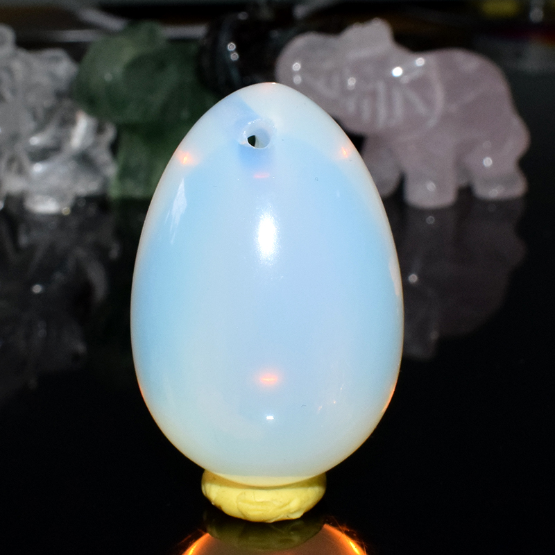45x30mm Yoni Egg Feminine Hygiene Product Drilled Opalite Jade Eggs for Women Kegel Exercise Pelvic Floor Muscle Vaginal Tigten