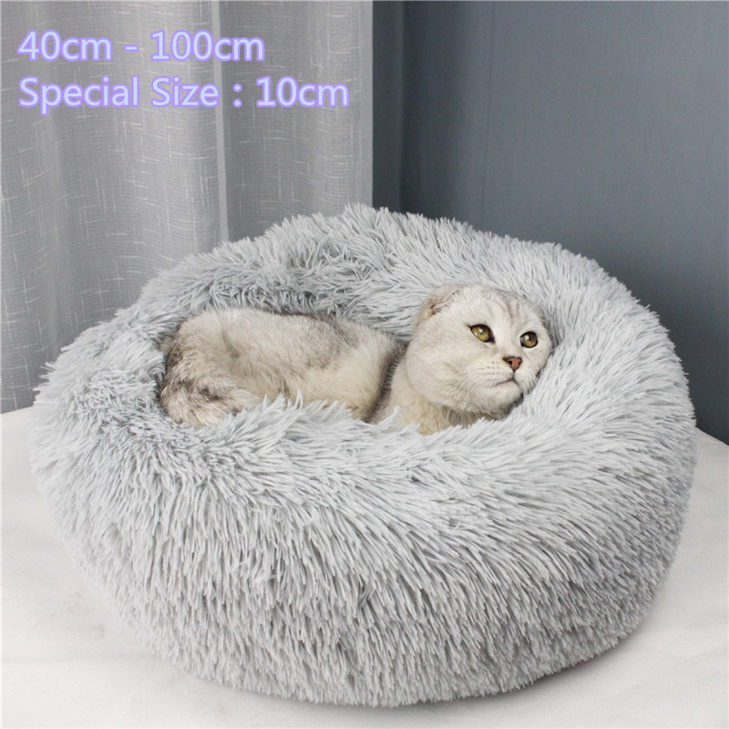 Round long Plush Cat Bed Super Soft Portable Dog house Warm Sleeping Pet Mat Bed for Hamster/Teacup Dog Breathable Puppy Kennel