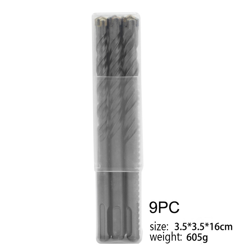 9pcs SDS Plus Drill Bit Set 160mm for Concrete Wall Brick Block Masonry Hole Saw Electric Hammer Drilling Bits 5 6 8 10 12 14 mm