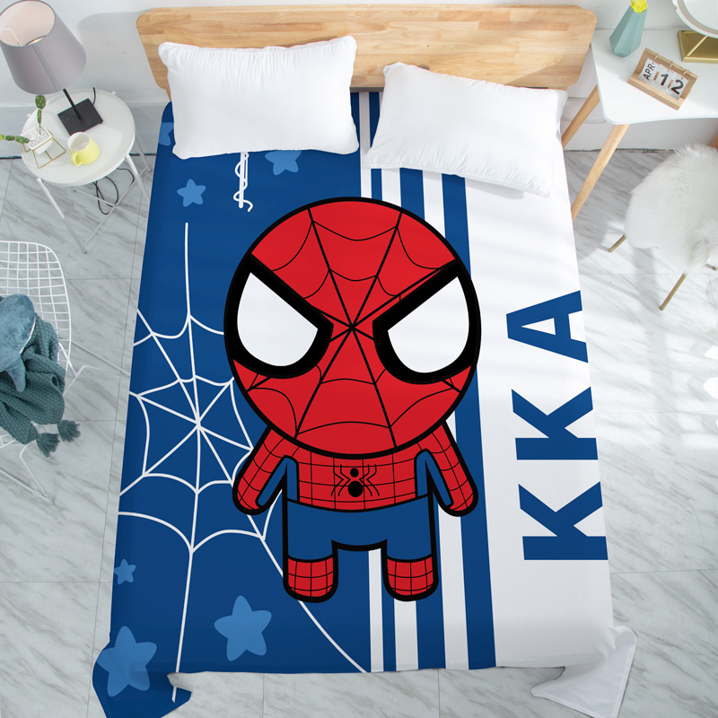Marvel The Avengers Spiderman bed sheet Captain America bed sheet Boys Cartoon bed linen coverlet sheet(NO cover pillowcase)