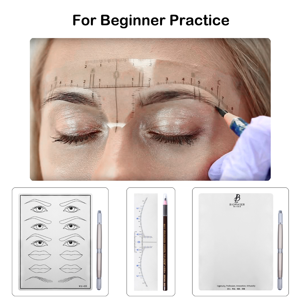 Biomaser Practical Makeup Microblading Eyebrow Tattoo Kits Pen Needle Paste Skin Ruler Beauty Girls Great For Beginners body art