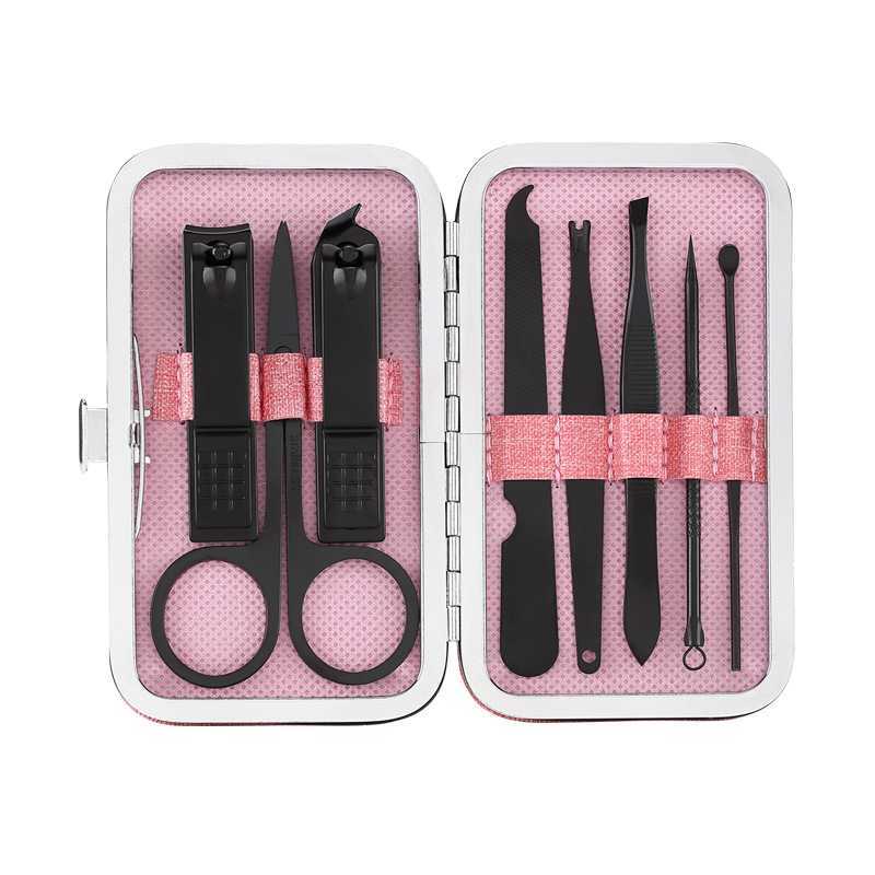 Black Nail Clipper Set Stainless Steel Nail Cutter Suit Pedicure Scissor Tweezer Manicure Set Kit Professional Nail Care Cutter