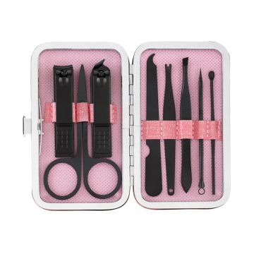 Black Nail Clipper Set Stainless Steel Nail Cutter Suit Pedicure Scissor Tweezer Manicure Set Kit Professional Nail Care Cutter