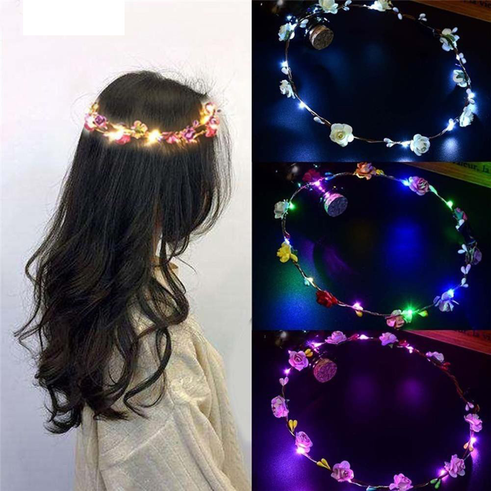 1pc Glowing Light Garland Headband Hair Accessories Bridal Wreath LED Headwear Princess Hairbands Wedding Party Birthday Gift