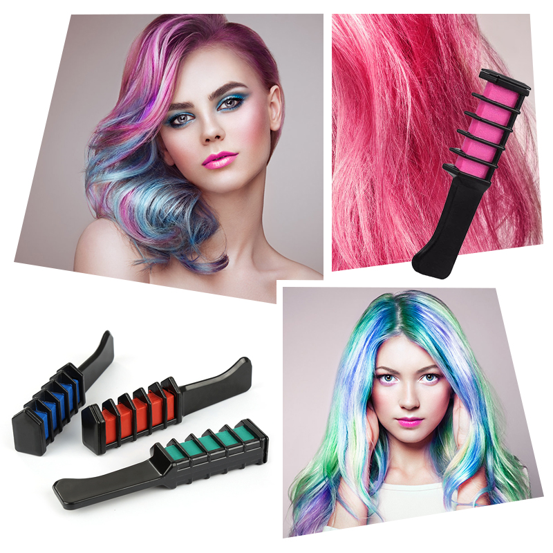 Fashion Mini Temporary Hair Dye Comb Multicolor Disposable Hair Chalks Crayons For Party Cosplay Salon Hair Styling Tools TSLM1