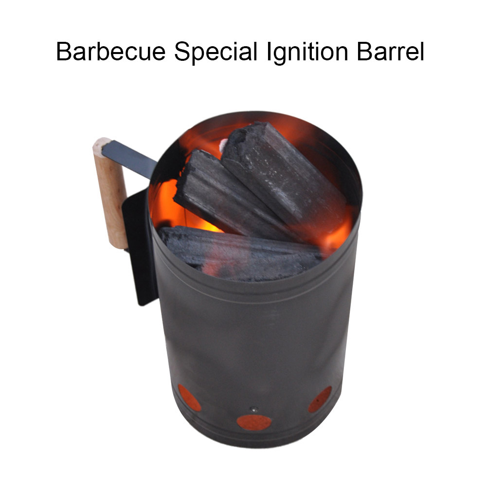 Useful 27.5cm x16.5cm Natural wooden handle Fast Charcoal Ignition Barrel Carbon Stove Outdoor Barbecue Fire Starter Bucket New