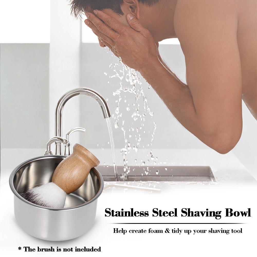 Men's Shaving Mug Bowl Stainless Steel Shaving Bowl Facial Soap Foam Shaving Mug Cup Male Face Beard Cleaning Shaving Tools