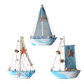 3Pieces Home Wooden Sailboat Decor, Handmade Vintage Nautical Decor Sailing Boat Decoration, Wood Display Sail Boat