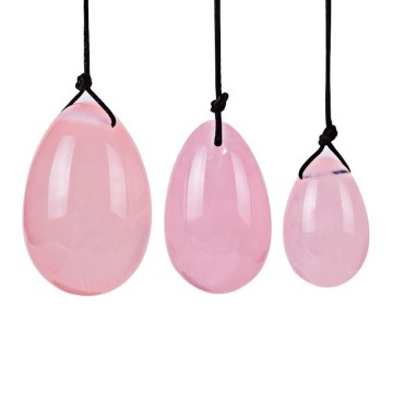 DropShipping 3Pcs/Set Natural Rose Quartz Yoni Egg Women Kegel Exercise Jade Egg Vaginal Muscle Tightening Ben Wa Ball Kegel Egg