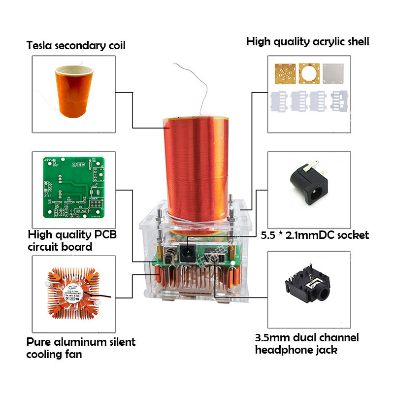 30W Tesla Coil Kit High Power Ignition Wireless Transmission Mini Music DIY Electronic Production Parts