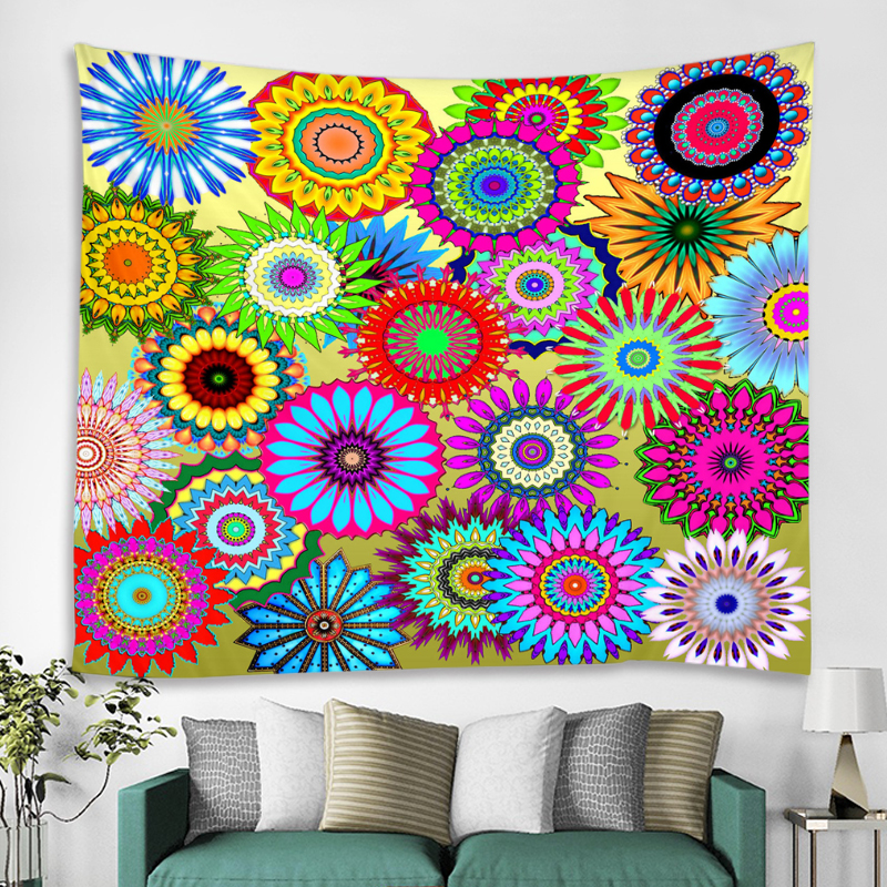Multicolor Geometry Mandala Tapestry Psychedelic Wall Hanging Bohemian Tapisserie Murale Indian Floral Wall Carpet Beach Towel