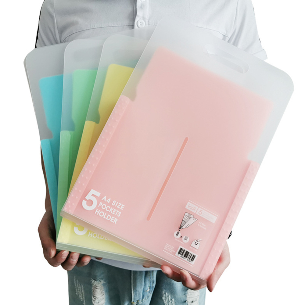 5 Pockets Document Bag Paper File Vertical Design Expanding File Folders A4 Letter Holder Stationery School OfficeOrganizer