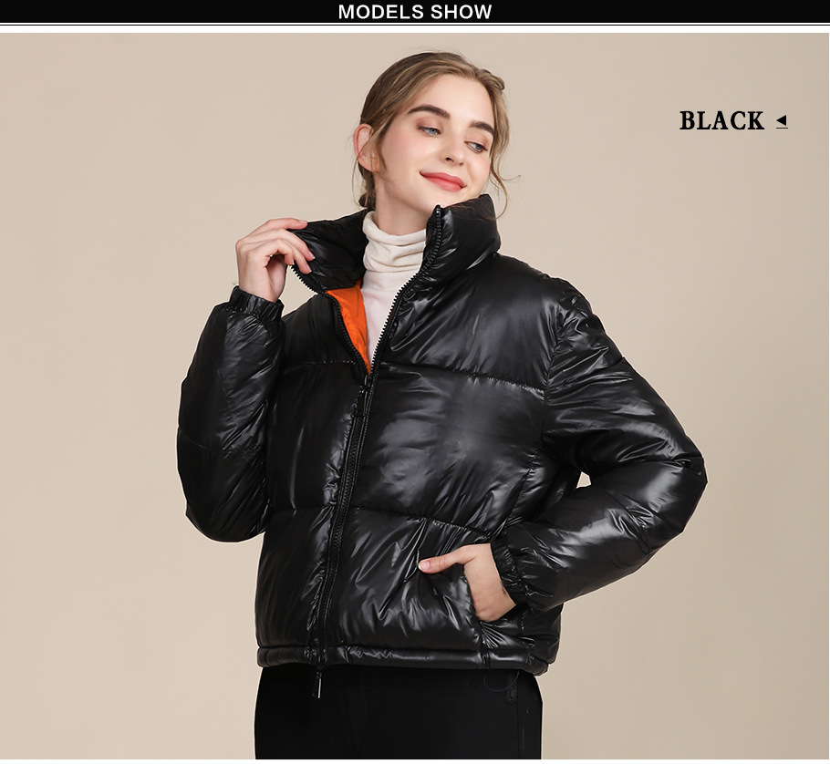 Zipper Short Puff Jacket for Women