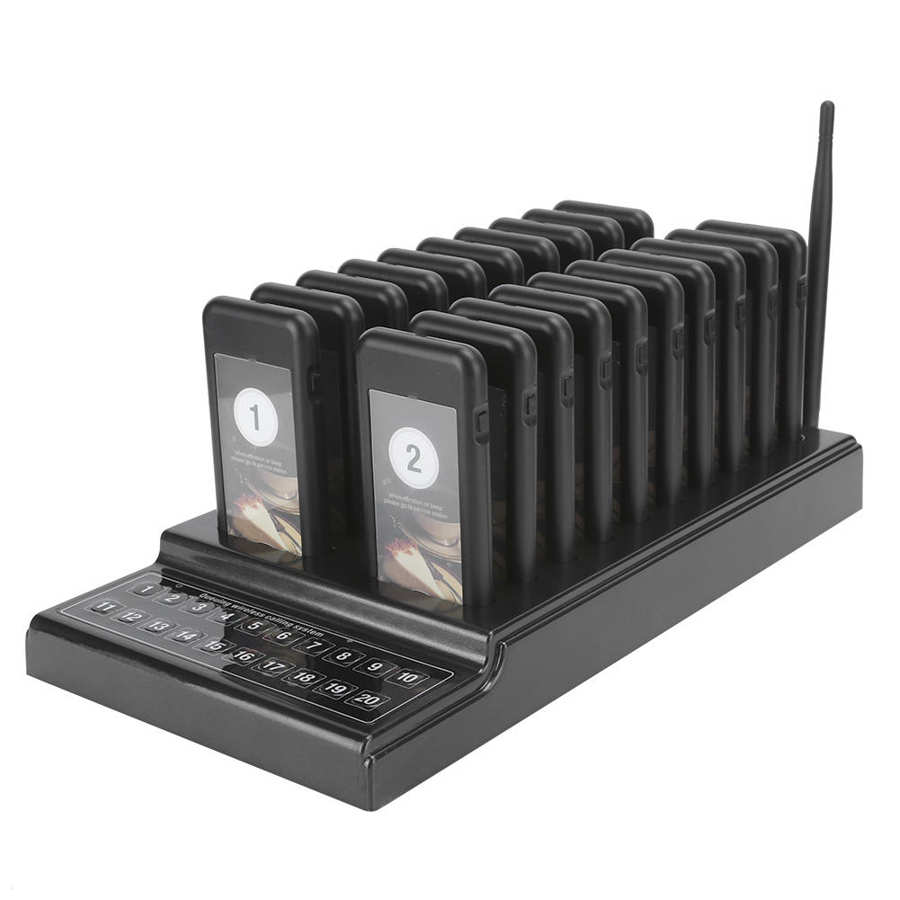Restaurant Pager Wireless Calling System Receiver 20-Channel with Charging Indicator (110-240V) Hot Sale