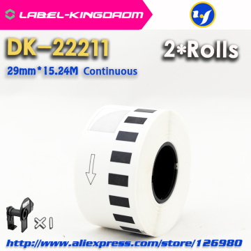 2 Refill Rolls Compatible DK-22211 Label 29mm*15.24M Continuous Compatible for Brother Label Printer White Color DK-2211