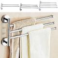 Bathroom Towel Rack Rotating Towel Holder Wall Mounted Towel Hanger Stainless Steel Swivel Rack 2/3/4 Bar Bathroom Shelf Rail