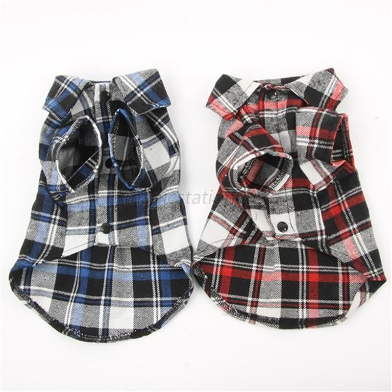 Dog Pet Plaids Shirt Costume Dog Clothes Festival T-Shirt Autumn Spring Clothing For Pet Dogs Cat Grid Clothes