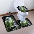 Forest Waterfall Shower Curtain for Bathroom Waterproof Non-slip Bath Mat Set Landscape Toilet Seat Cover Pedestal Rug