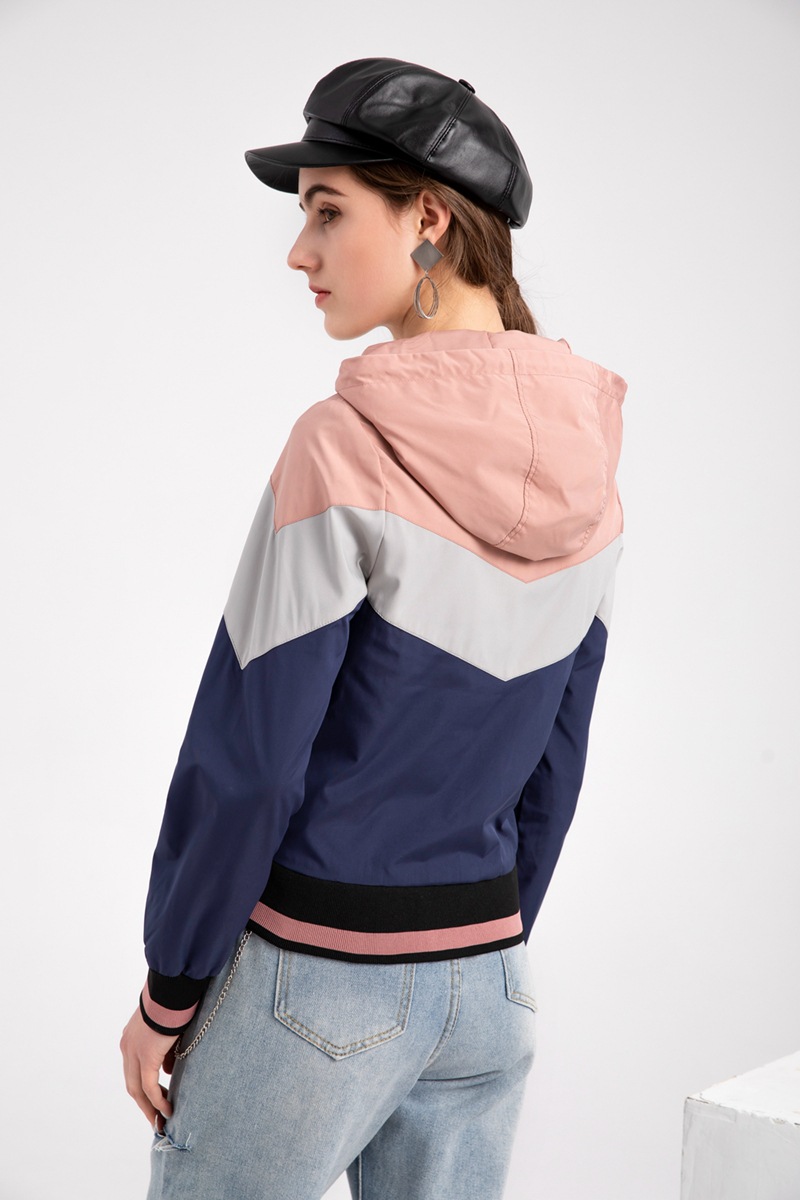 Contrast Color Hoodie Windbreaker Jacket