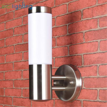 Outdoor led Wall Light Silver Stainless steel + Milky Lampshade Waterproof Outdoor Porch Lamp E27 LED applique murale luminaire
