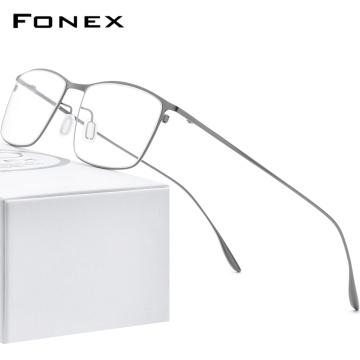FONEX Titanium Alloy Glasses Frame Men Square Myopia Prescription Eyeglasses Frames 2020 New Full Optical Korean Eyewear 8105