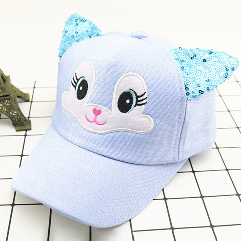 Summer New Cute Cartoon Cat Ear Baby Cap Adjustable Baseball Cap for Kids Children Boy Boy Girl Sun Hat Caps Girls Hat