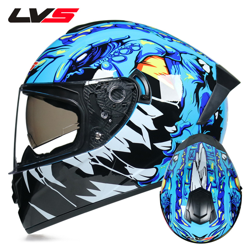 LVS 2020 Full Face Motorcycle Helmet Casco Moto Motocross Riding Racing Helmet Off Road Capacete Moto 3 Colour Lens DOT Approved