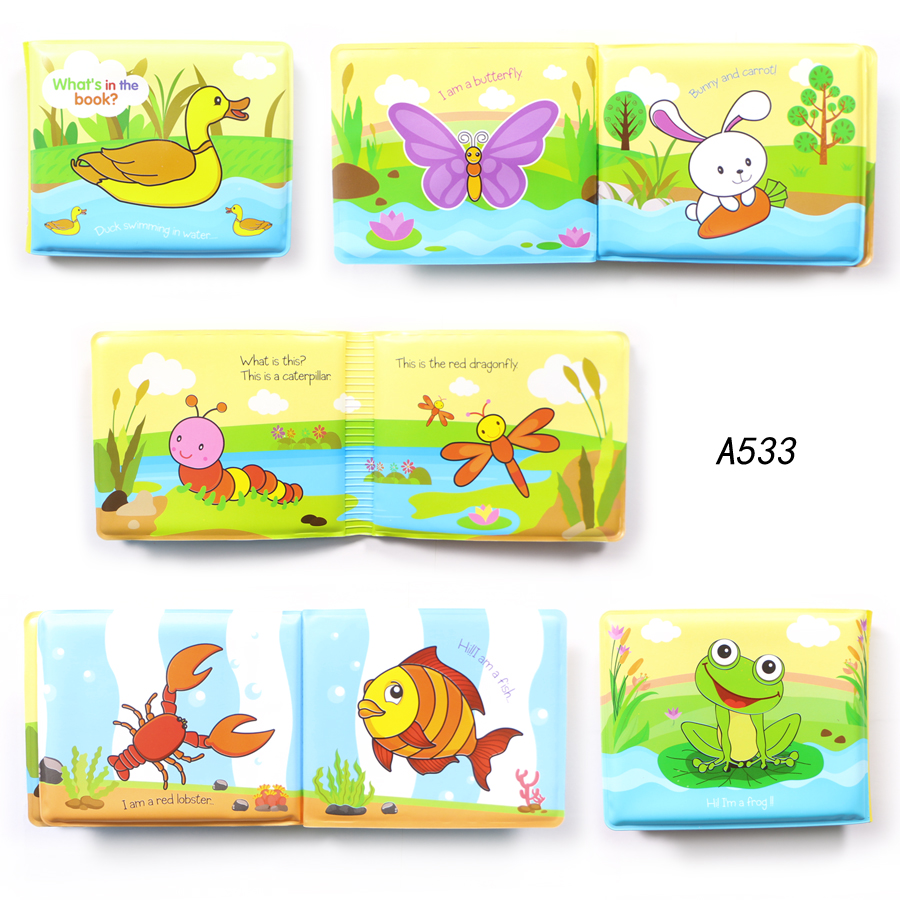 NEW Bathing Toys Squeeze-Sounding Dabbling Toy Bath Book with BB whistle Animal Toy For Baby Bathroom Early Educational Toys