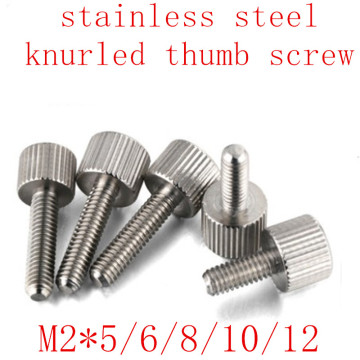 10pcs M2*5/6/8/10/12 stainless steel small head Knurling Flat Head Knurled Thumb Screw Hand Tighten Computer Screws