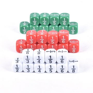 10pcs Fractional Dice 16mm Acrylic Dice Number Dice Educational Kids Math Toys for Children Party Board Games