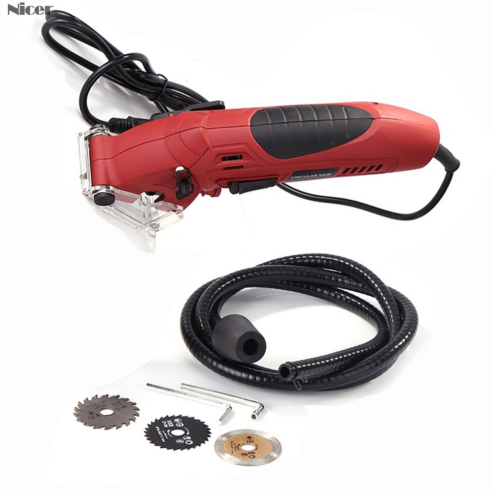 400W Mini Circular Saw Multi-Function Electric Circular Saw Woodworking Tools With 3 Blades Guard Dust Tube EU/US/UK Plug