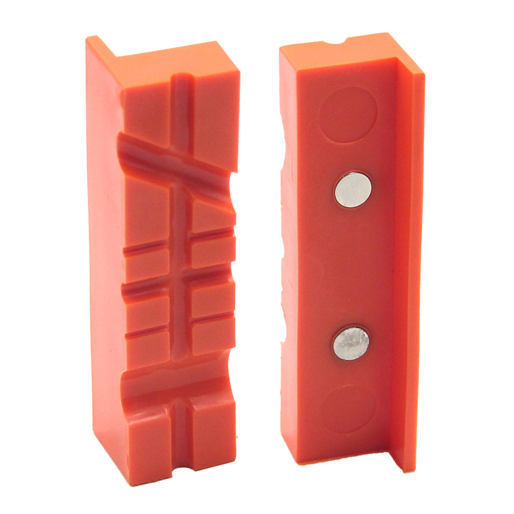 2pcs Magnetic Vise Jaw Pads Covers Protectors Multi-Grooved Soft Jaw Pads for Woodworking, Metalworking, Construction