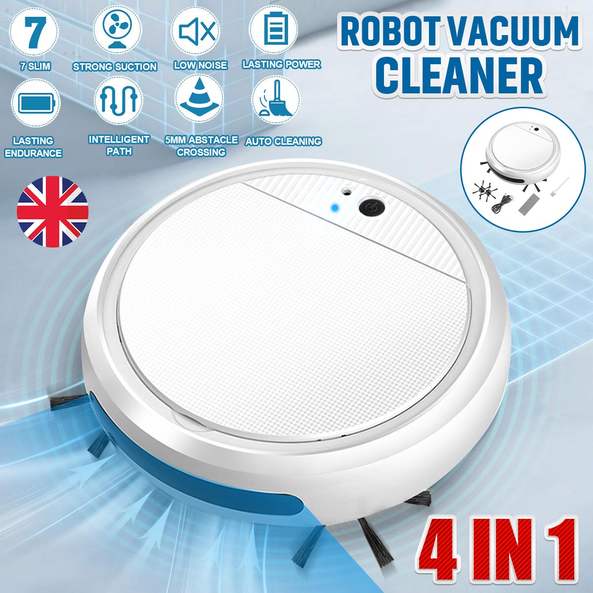Smart Floor Robot Vacuum Cleaner 1800Pa Strong Suction Sweeper USB Rechargeable Dry Wet Sweeping Mopping Sterilizer Home Cleaner