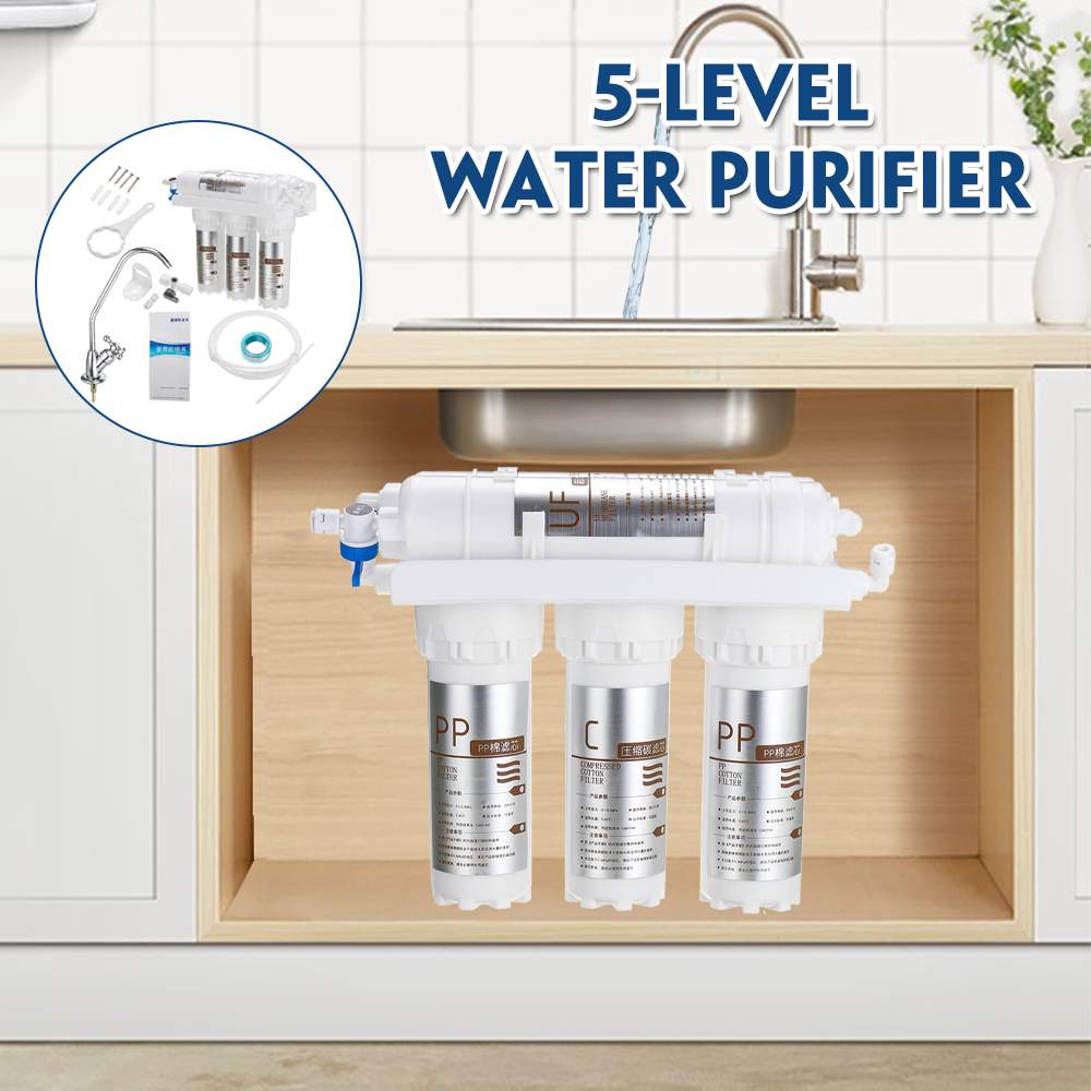 5pc/set 3+2 Ultrafiltration Drinking Water Filter System Home Kitchen Water Purifier With Faucet Tap Water Filter Cartridge Kits