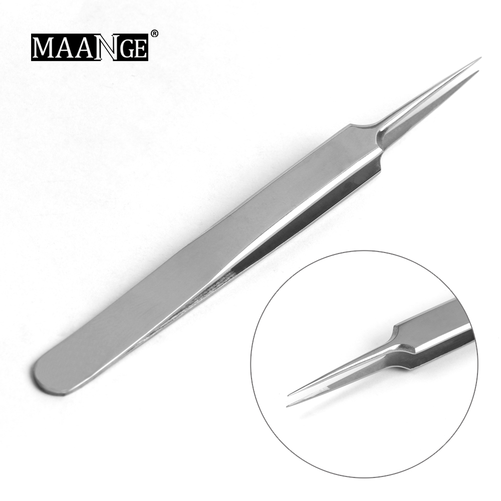 MAANGE 1PCS Blackhead Tweezer Stainless Steel Needles Acne Straight False Blackhead Cell Tweezer Extension Makeup Face Care Tool