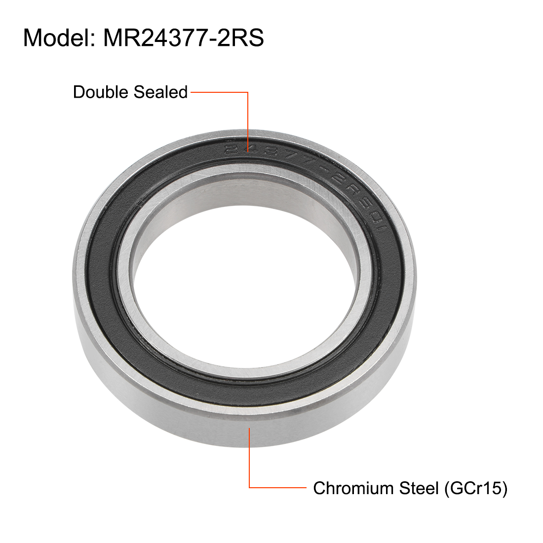 uxcell MR24377-2RS Deep Groove Ball Bearings 24mm x 37mm x 7mm Double Sealed Chrome Steel P0(ABEC1)