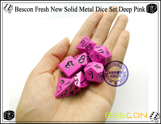 Bescon Fresh New Solid Metal Dice Set Deep Pink-7