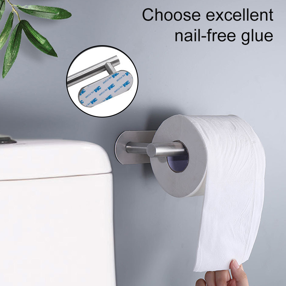 Kitchen WC Toilet Paper Roll Holder Black Wall Mount Toilet Paper Tissue Towel Holder Stainless Steel Punch-free Towel Hanger