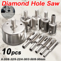 Doersupp 10PCS/set 8-50mm Diamond Coated Core Hole Saw Drill Bits Tool Cutter For Tiles Marble Glass Granite Best Price