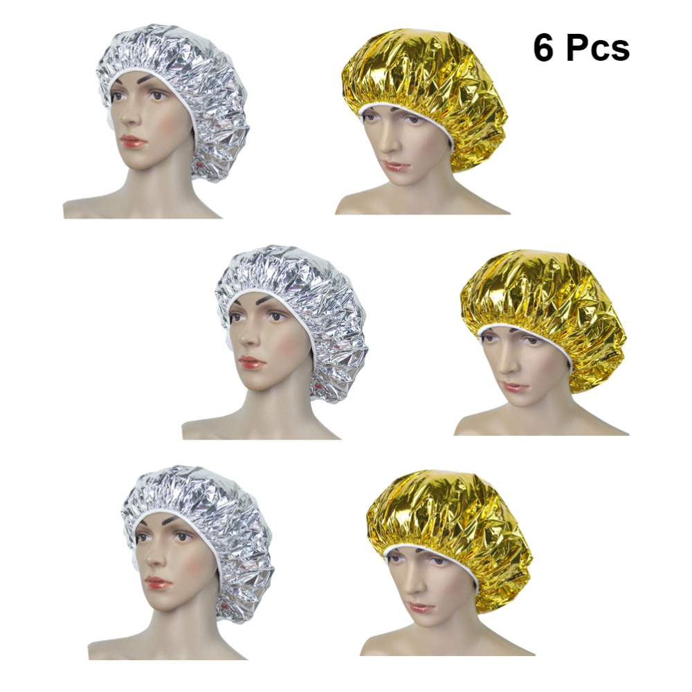 6Pcs Aluminum Foil Cap Professional Salon Cap Hairdressing Cap Barber Accessories Heat Insulation Cap for Salon Women Barber