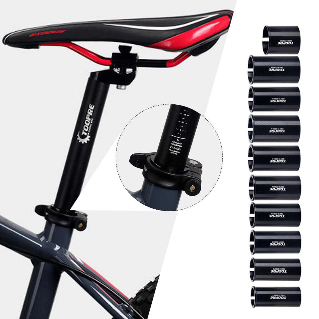 Bicycle Seat Post Tube Sleeve MTB Bike Seat Post Adapter Alloy SeatPost Tube Reducing Turn Sleeve Mountain Bicycle Cycling Parts