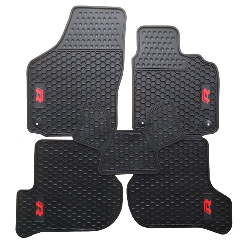 Custom Rubber Car Floor Mats for Volkswagen Golf Scirocco R 6 RHD Right Hand Drive with TSI ABT R Logo Waterproof Durable Carpet