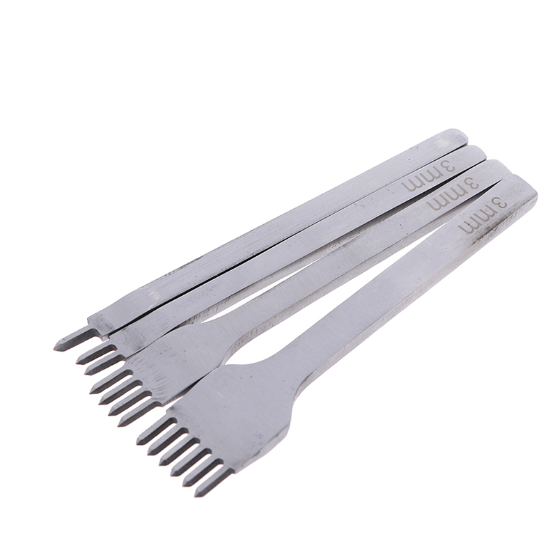 1pc 3mm/0.12" Useful Stainless Steel Rhombus Tooth Chisel Leather Craft DIY Tool 1 2 4 6 Prong Hole Punch Punch Tool Chisel