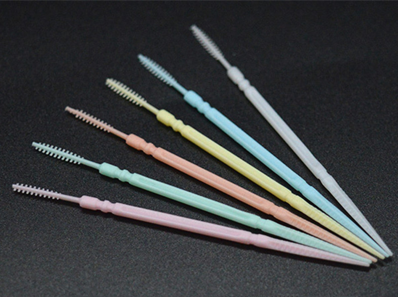 100pcs Double-headed Dental Brush Teeth Sticks Floss Pick Toothpick Tooth Clean Oral Care Interdental brush Food grade PP 6.3cm