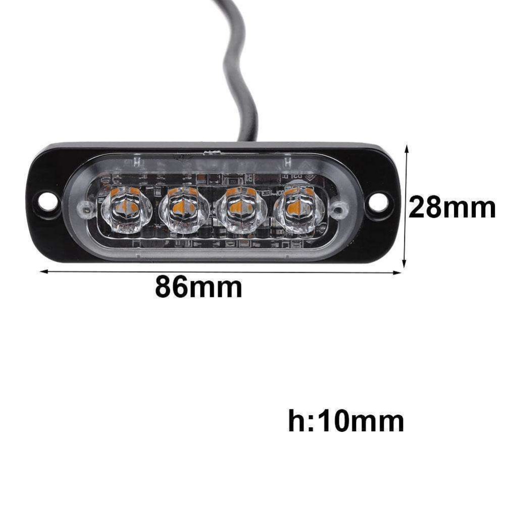 4 LED Strobe Warning Light Strobe Grill Flashing Breakdown Emergency Light Car Truck Beacon Lamp Amber Traffic Light